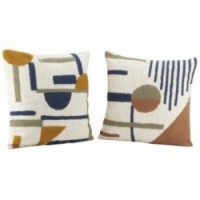 Set of 2 cushions with removable covers in arty cotton 45x45cm