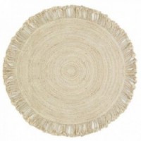 Round Jute Dywan z frędzlami Ø 120
