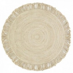 Round Jute Dywan z frędzlami Ø 120
