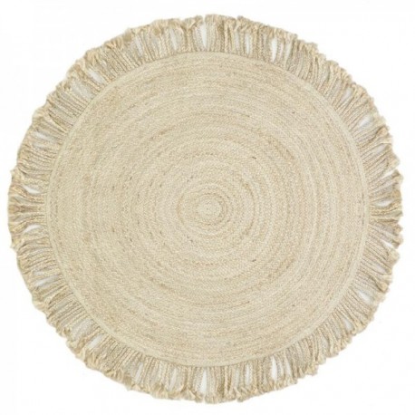 Jute round rug with fringes ø 120