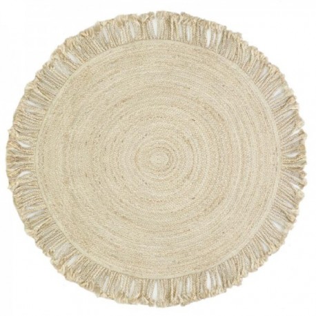 Round Jute Dywan z frędzlami Ø 120