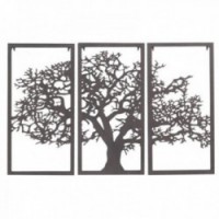 Wall Decoration Baobab Metal Triptych: Metal Tables Silhouette Life Tree Large Black Design Format