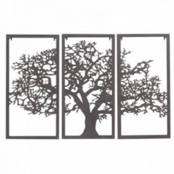 Décoration Murale Baobab en Métal Triptyque : Tableaux Métalliques Silhouette Arbre de Vie Grand Format Design Noir