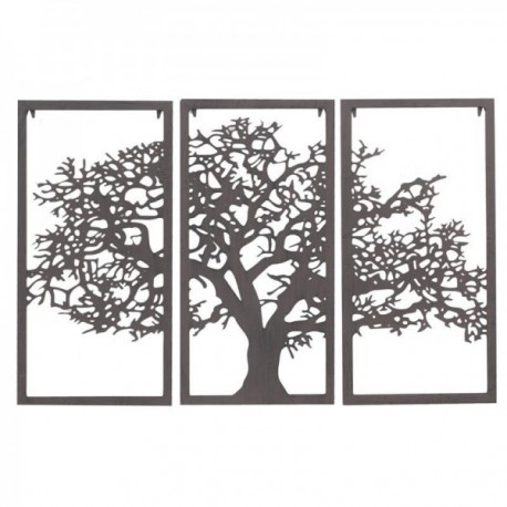 Veggdekorasjon Baobab Metal Trippych: Metallabeller Silhuett Life Tree Large Black Design Format