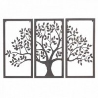 Wall Decor Life Tree 3 Black Metal Panels: Triptych Triptty Table Modern Design for Living Room & Room