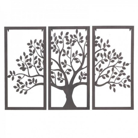 Wall Decor Life Tree 3 Black Metal Panels: Triptych Triptty Table Modern Design for Living Room & Room