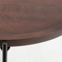 Ronde opklapbare metalen salontafel met houten blad