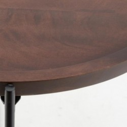 Ronde opklapbare metalen salontafel met houten blad