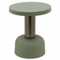 Round coffee table in khaki metal