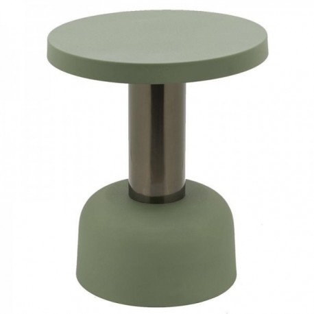 Round coffee table in khaki metal