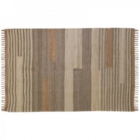 Rug in natural jute and woven cotton in gray and natural colors 120 x 180