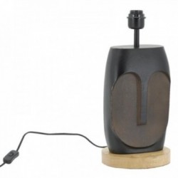 Pied de Lampe Aluminium Noir Design Visage Socle Manguier : Lampe à Poser Sculpturale Moderne & Élégante