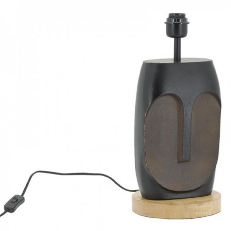 Pied de Lampe Aluminium Noir Design Visage Socle Manguier : Lampe à Poser Sculpturale Moderne & Élégante