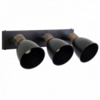 Światło ścienne 3 Lampy metalowe i drewno