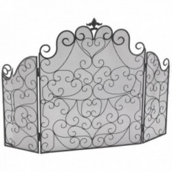 Firewall Stove & Fireplace 3 Black Wrought Iron Panels: Foldable Protection Grid Children's Safety & Traditional Design