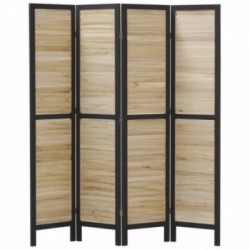Biombo de 4 paneles en madera teñida en negro y natural