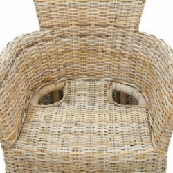 Szary fotel słupowy z poduszką w stosy