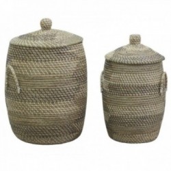 Conjunto de 2 cestos de roupa de ervas marinhas