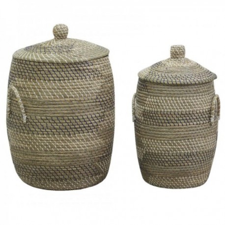Set of 2 seagrass laundry baskets