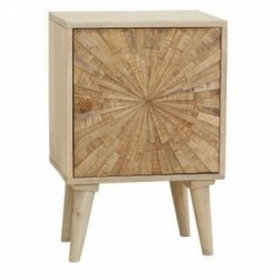 Mesa de cabeceira em madeira de mangueira com decoração Rayons 1 prateleira