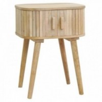 Mesa de cabeceira em madeira de mangueira com portas de correr