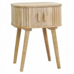 Mesa de cabeceira em madeira de mangueira com portas de correr