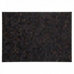 Gulvmåtte af sort okselæder 140 x 200