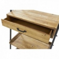 Schreibtischregal aus Kiefernholz und Metall, 5 Regale + 1 Schublade