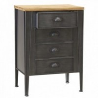 Chest of drawers in metal and top in fir wood with 4 drawers