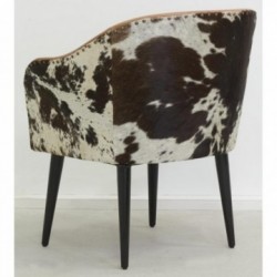 Armchair in leather and cowhide with metal legs