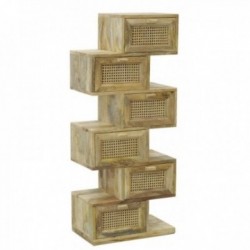 Cassettiera Zigzag in legno di mango e rattan con 6 cassetti