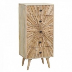 Cabinetry 5 gavetas de madeira manguier padrão natural Ray | Mão esculpida alta armazenamento conveniente