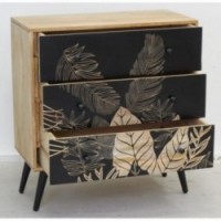Petal Massive Manguer Houten Dresser | Opbergkast 3 gebeeldhouwde chique laden
