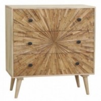 Komoda w Mango Wood Drewno Promienie 3 szuflady
