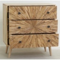 Chest of drawers in mango wood with 3 drawers