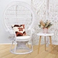 Emmanuelle armchair in white lacquered rattan