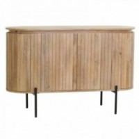 Furniture buffet 4 doors in solid mango wood with blades storage cabinet dining room, living room, kitchen