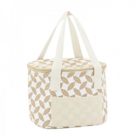 Sac isotherme repas lunch en jute - Feuilles 20 x 15 x 15 cm
