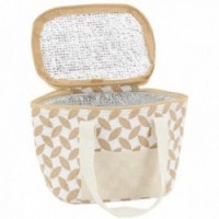 Sac isotherme repas lunch en jute - Feuilles 20 x 15 x 15 cm