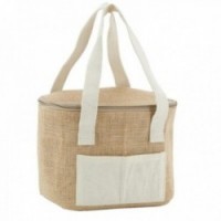 Sac isotherme repas lunch en jute naturel 22 x 16 x 17 cm