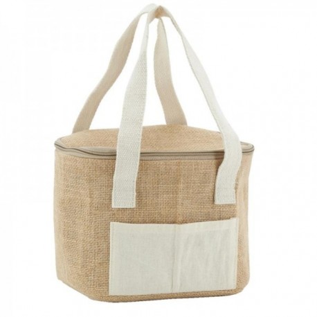 Sac isotherme repas lunch en jute naturel 22 x 16 x 17 cm