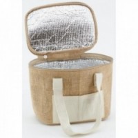 Sac isotherme repas lunch en jute naturel 22 x 16 x 17 cm