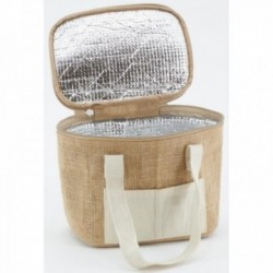 Insulated meal lunch bag in natural jute 22 x 16 x 17 cm