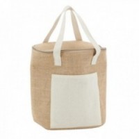 Large insulated lunch bag in natural jute 27 x 18 x 30 cm