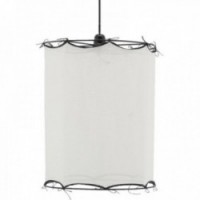 Pyöreä lampunvarjostettu valkoisella puuvilla ø 35 h 40 cm