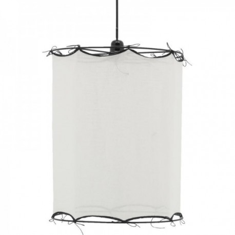 Pyöreä lampunvarjostettu valkoisella puuvilla ø 35 h 40 cm