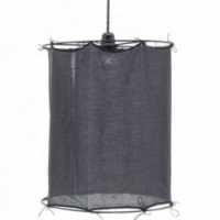 Cinza de algodão de sombra redonda Ø 35 H 40 cm: Cinza cilíndrica abóbora doce algodão para a lâmpada para instalar e suspensão