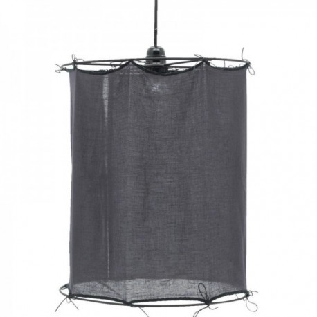 Ombra rotondo Grigio in cotone Ø 35 H 40 cm: grigio paralume cilindrico in cotone dolce per lampada da installare e sospensione