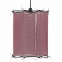 Abat-Jour Rond Coton Rouge Bordeaux Ø 35 H 40 cm : Abat-Jour Cylindrique Grand Format pour Lampe & Suspension