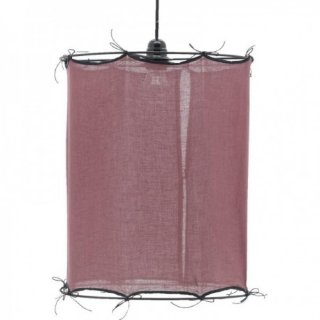 Abat-Jour Rond Coton Rouge Bordeaux Ø 35 H 40 cm : Abat-Jour Cylindrique Grand Format pour Lampe & Suspension